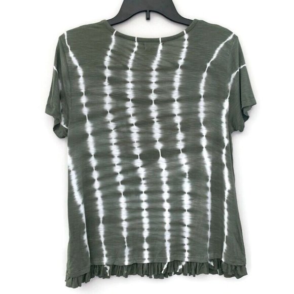 NWT Style & Co Women's Green Ruffle Hem Tie Dyed Top PL - Picture 5 of 7